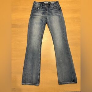 Daytrip Virgo Bootcut Jeans Womens 27XL Low Rise Faux Flap Pocket Distressed Y2K